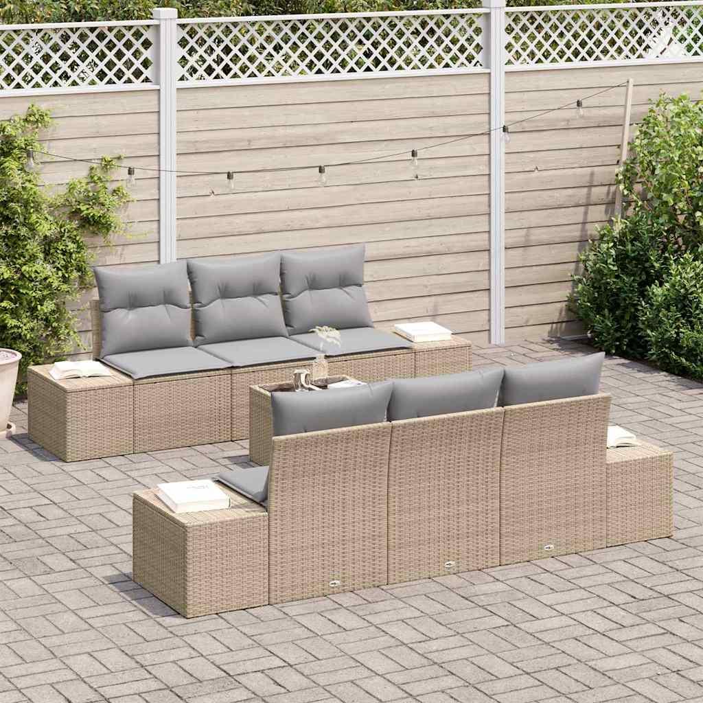 Garten-Sofa-Set mit Kissen 7 pcs Beige, Grau 55 x 55 x 37 cm