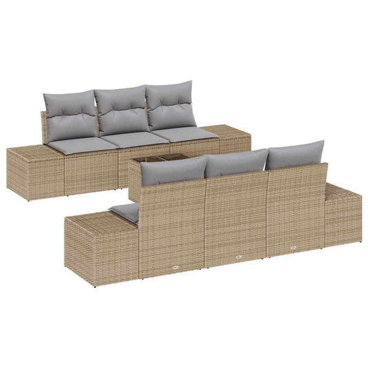 Garten-Sofa-Set mit Kissen 7 pcs Beige, Grau 55 x 55 x 37 cm