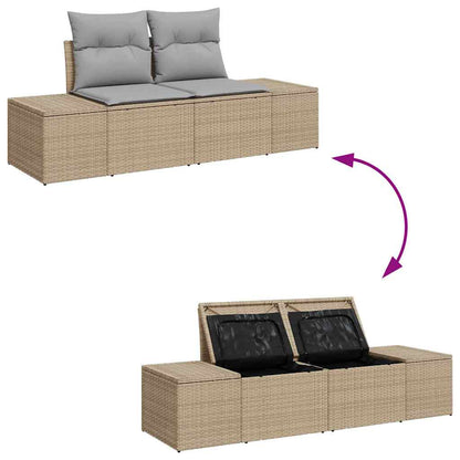 Garten-Sofa-Set mit Kissen 7 pcs Beige, Grau 55 x 55 x 37 cm