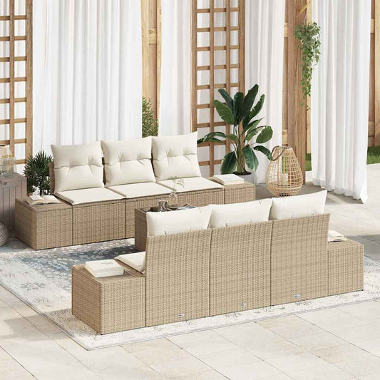 Garten-Sofa-Set mit Kissen 7 pcs Beige, Creme 55 x 55 x 37 cm