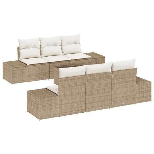 Garten-Sofa-Set mit Kissen 7 pcs Beige, Creme 55 x 55 x 37 cm