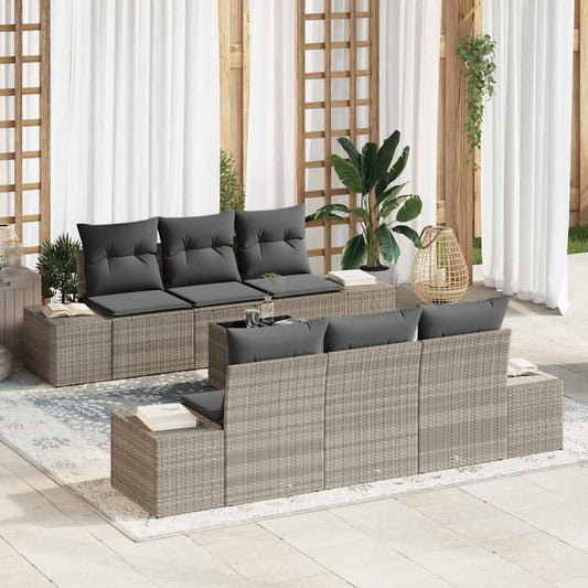 Garten-Sofa-Set 7 pcs Hellgrau, Dunkelgrau 55 x 55 x 37 cm