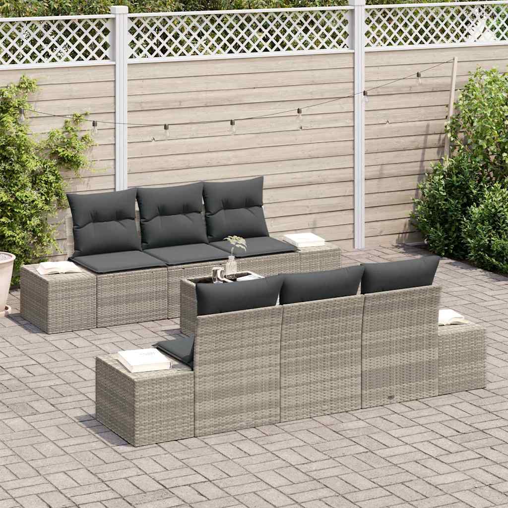 Garten-Sofa-Set 7 pcs Hellgrau, Dunkelgrau 55 x 55 x 37 cm