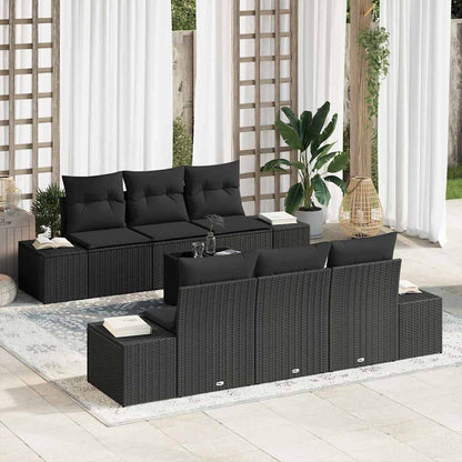 Garten-Sofa-Set mit Kissen 7 pcs Schwarz 55 x 55 x 37 cm