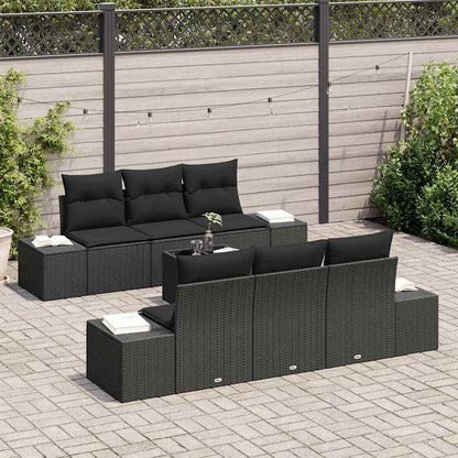 Garten-Sofa-Set mit Kissen 7 pcs Schwarz 55 x 55 x 37 cm