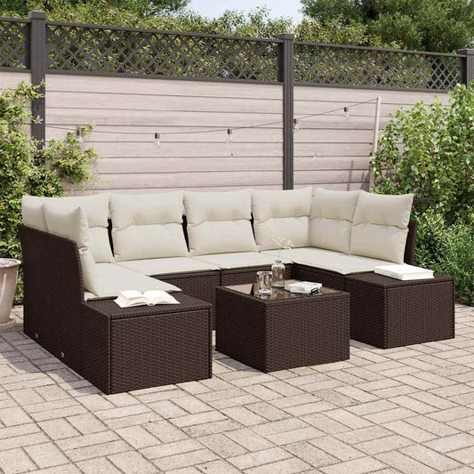 Garten-Sofa-Set mit Kissen 7 pcs Braun, Creme 55 x 55 x 37 cm