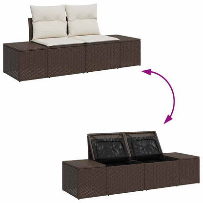 Garten-Sofa-Set mit Kissen 7 pcs Braun, Creme 55 x 55 x 37 cm