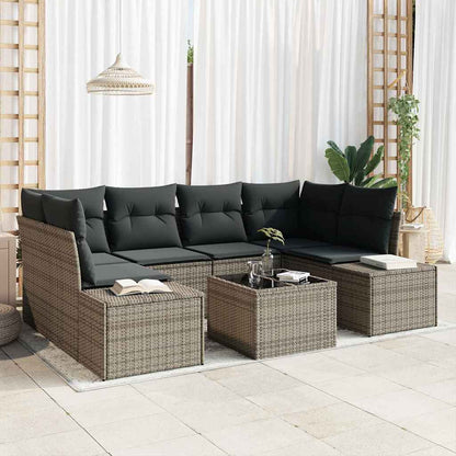 Garten-Sofa-Set mit Kissen Manuell 7 pcs Grau 55 x 55 x 37 cm