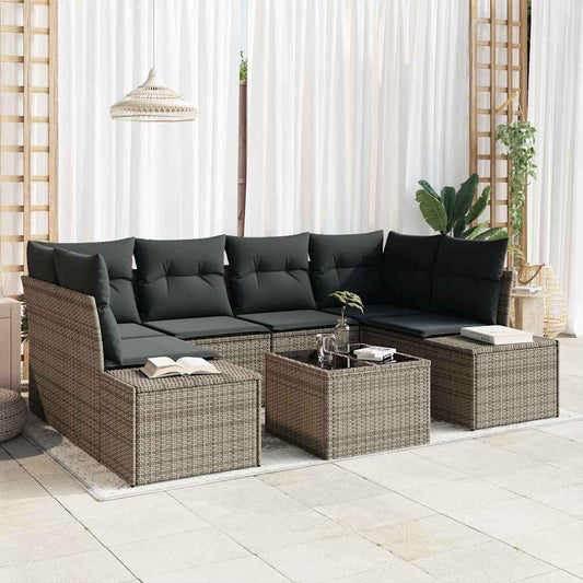 Garten-Sofa-Set mit Kissen Manuell 7 pcs Grau 55 x 55 x 37 cm