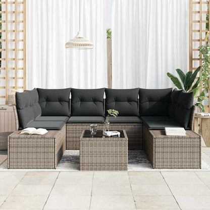 Garten-Sofa-Set mit Kissen Manuell 7 pcs Grau 55 x 55 x 37 cm