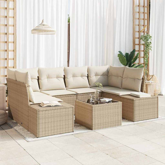 Garten-Sofa-Set mit Kissen 7 pcs Beige, Creme 55 x 55 x 37 cm