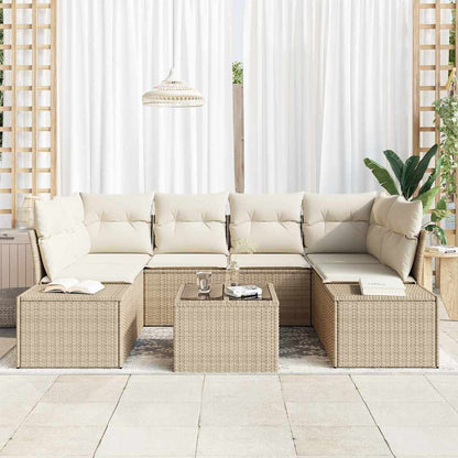 Garten-Sofa-Set mit Kissen 7 pcs Beige, Creme 55 x 55 x 37 cm