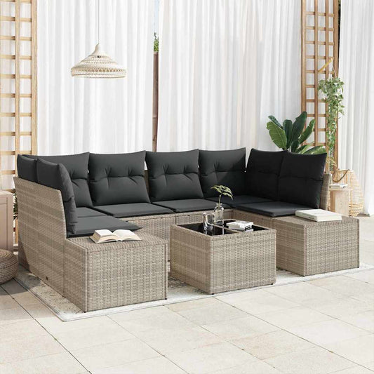 Garten-Sofa-Set mit Kissen 7 pcs Hellgrau 55 x 55 x 37 cm