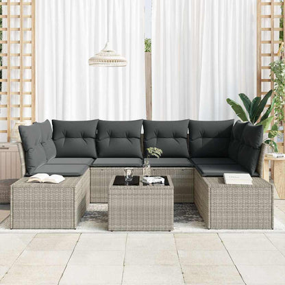 Garten-Sofa-Set mit Kissen 7 pcs Hellgrau 55 x 55 x 37 cm