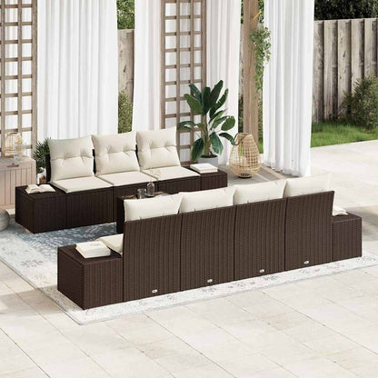 Garten-Sofa-Set mit Kissen 8 pcs Braun, Creme 55 x 55 x 37 cm