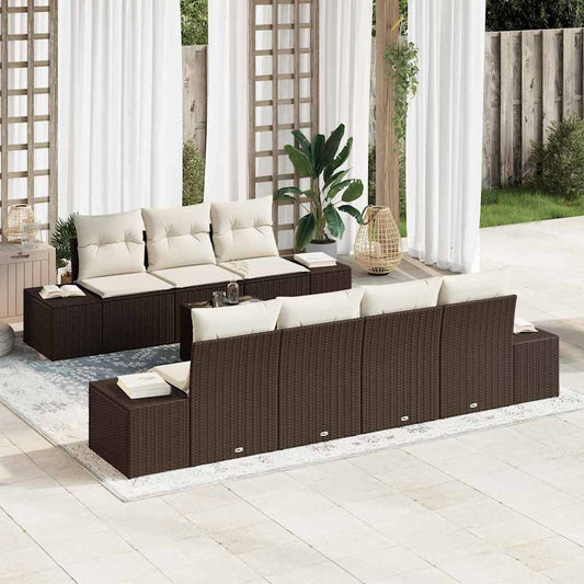 Garten-Sofa-Set mit Kissen 8 pcs Braun, Creme 55 x 55 x 37 cm
