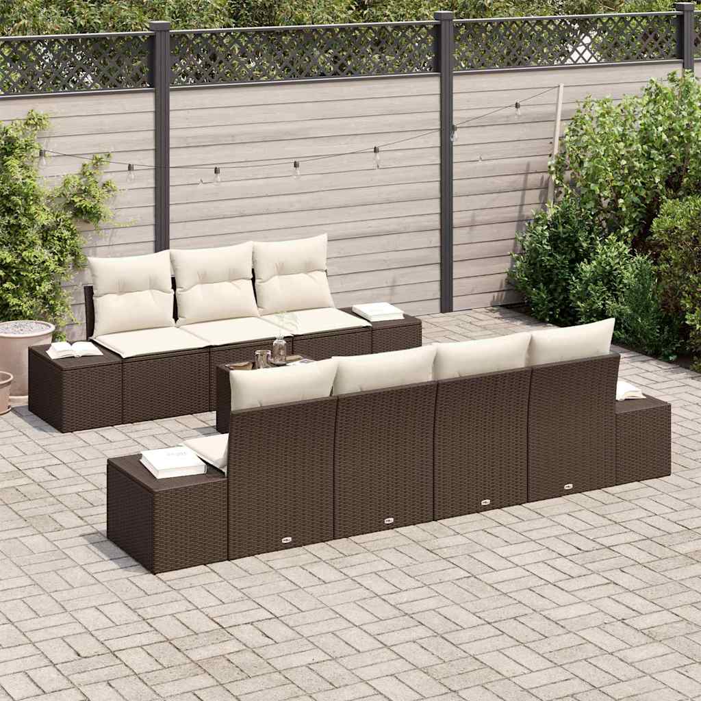 Garten-Sofa-Set mit Kissen 8 pcs Braun, Creme 55 x 55 x 37 cm