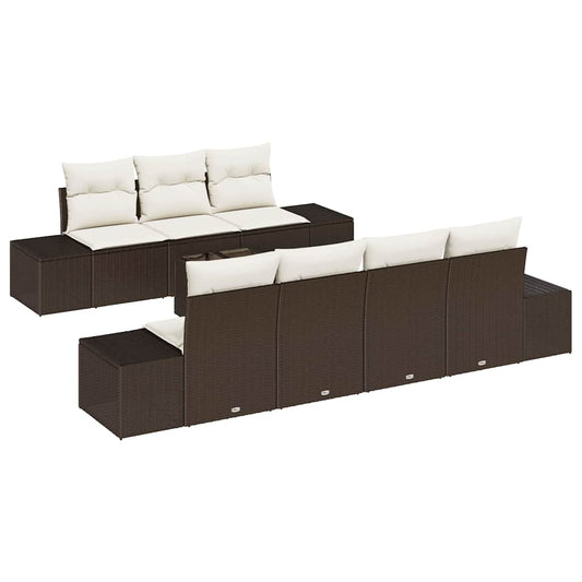 Garten-Sofa-Set mit Kissen 8 pcs Braun, Creme 55 x 55 x 37 cm