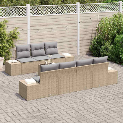 Garten-Sofa-Set mit Kissen 8 pcs Beige, Grau 55 x 55 x 37 cm