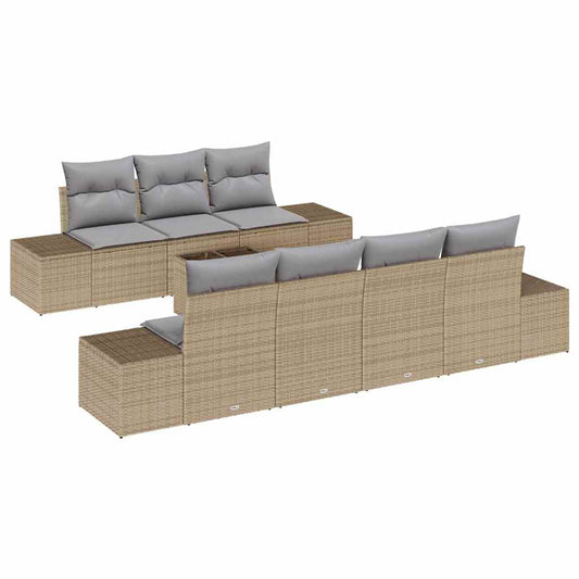 Garten-Sofa-Set mit Kissen 8 pcs Beige, Grau 55 x 55 x 37 cm