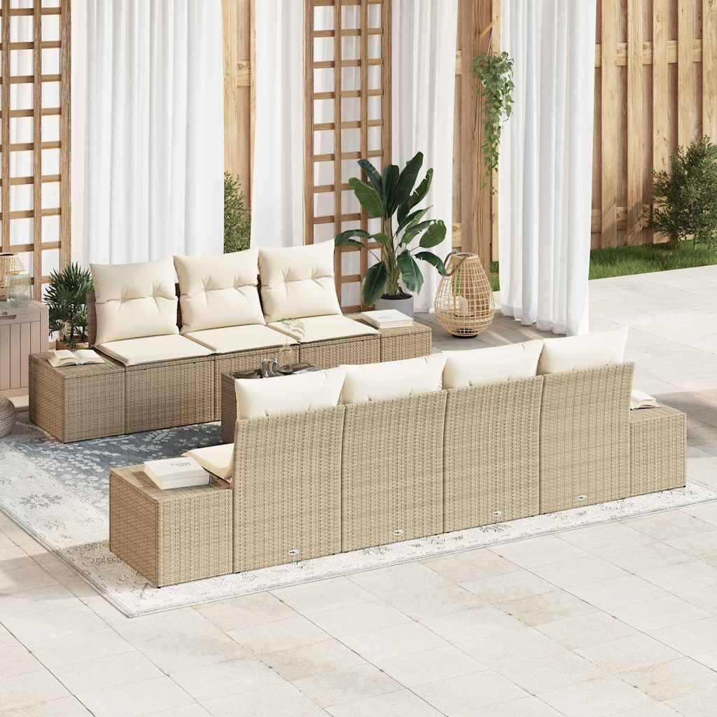 Garten-Sofa-Set mit Kissen 8 pcs Beige, Creme 55 x 55 x 37 cm