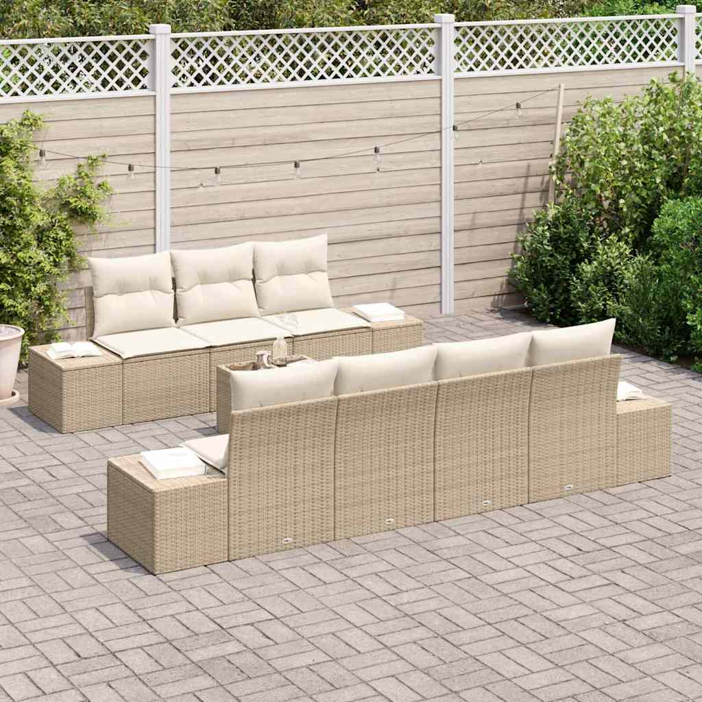 Garten-Sofa-Set mit Kissen 8 pcs Beige, Creme 55 x 55 x 37 cm