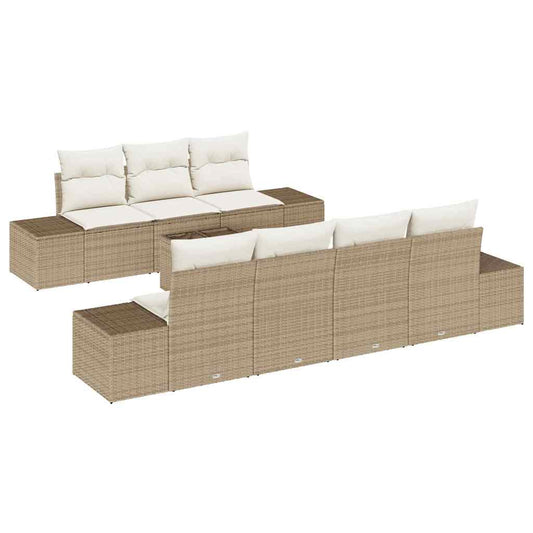 Garten-Sofa-Set mit Kissen 8 pcs Beige, Creme 55 x 55 x 37 cm