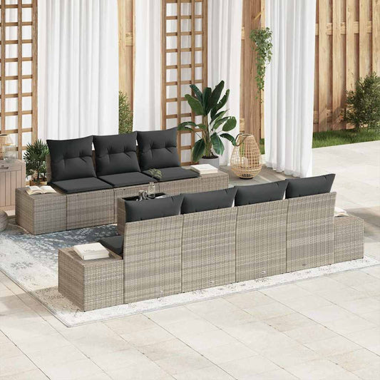 Garten-Sofa-Set mit Kissen 8 pcs Hellgrau 55 x 55 x 37 cm