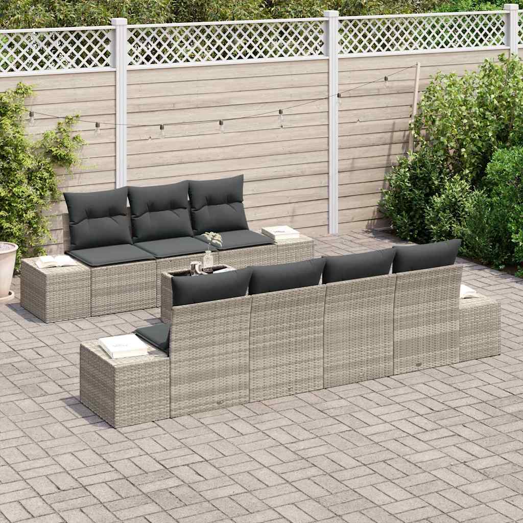 Garten-Sofa-Set mit Kissen 8 pcs Hellgrau 55 x 55 x 37 cm