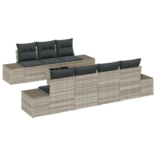Garten-Sofa-Set mit Kissen 8 pcs Hellgrau 55 x 55 x 37 cm