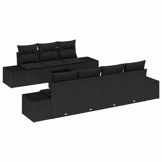 Garten-Sofa-Set mit Kissen 8 pcs Schwarz 55 x 55 x 37 cm