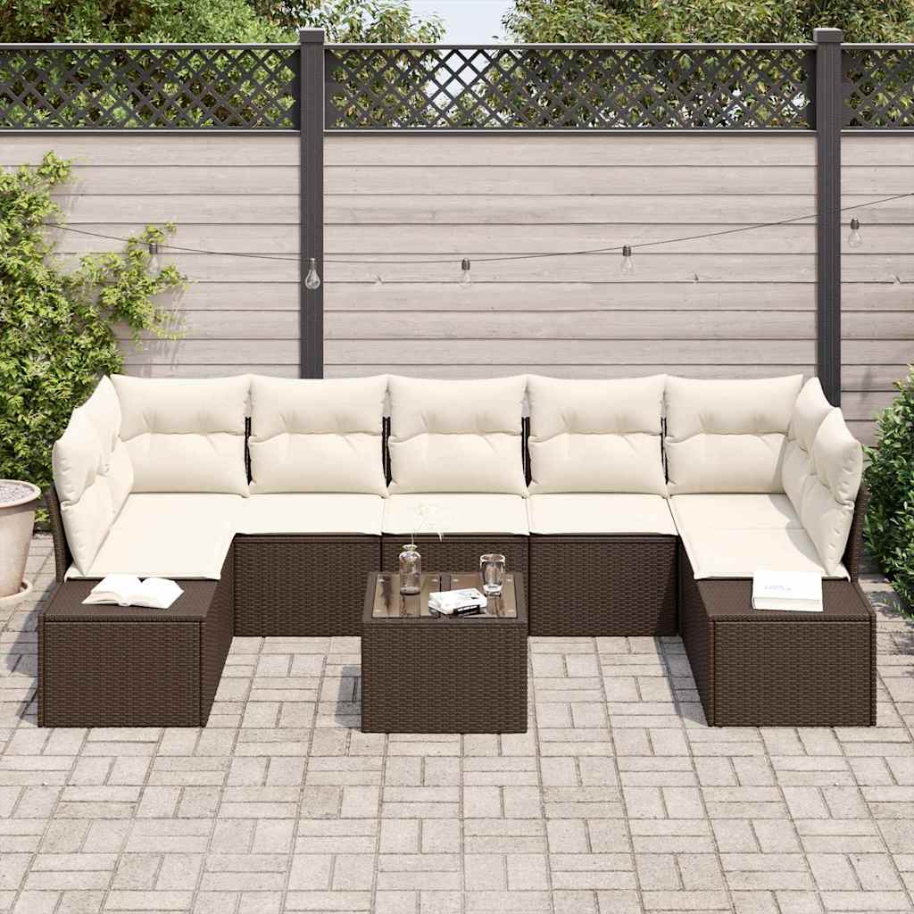 Garten-Sofa-Set mit Kissen 8 pcs Braun, Creme 55 x 55 x 37 cm