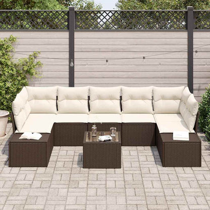 Garten-Sofa-Set mit Kissen 8 pcs Braun, Creme 55 x 55 x 37 cm