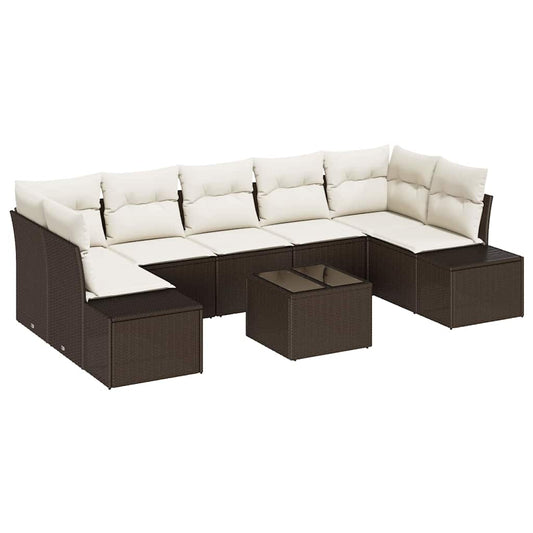 Garten-Sofa-Set mit Kissen 8 pcs Braun, Creme 55 x 55 x 37 cm
