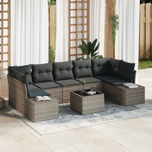Garten-Sofa-Set mit Kissen 8 pcs Grau 55 x 55 x 37 cm