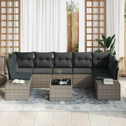 Garten-Sofa-Set mit Kissen 8 pcs Grau 55 x 55 x 37 cm
