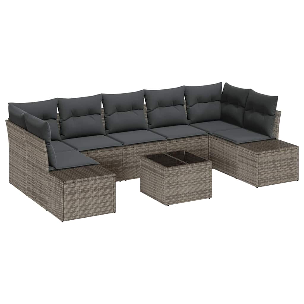 Garten-Sofa-Set mit Kissen 8 pcs Grau 55 x 55 x 37 cm