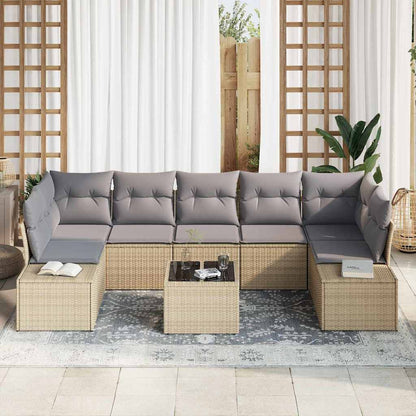 Garten-Sofa-Set mit Kissen 8 pcs Beige, Grau 55 x 55 x 37 cm