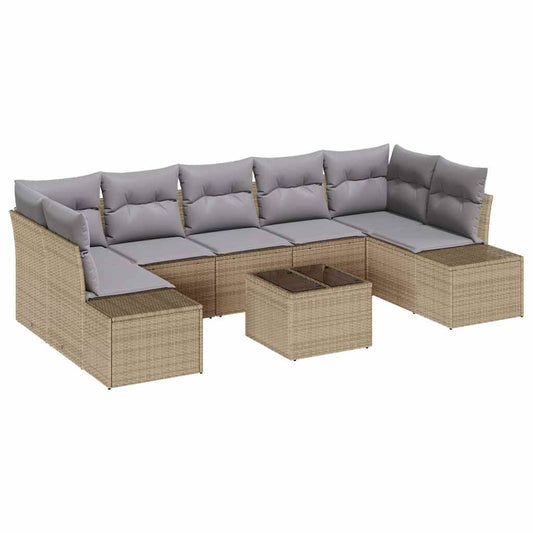 Garten-Sofa-Set mit Kissen 8 pcs Beige, Grau 55 x 55 x 37 cm