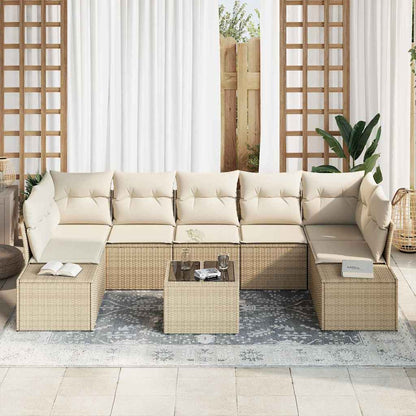 Garten-Sofa-Set mit Kissen 8 pcs Beige, Creme 55 x 55 x 37 cm
