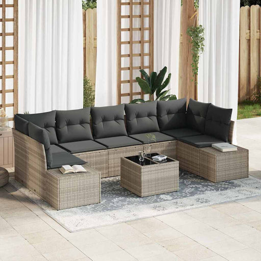 Garten-Sofa-Set mit Kissen 8 pcs Hellgrau 55 x 55 x 37 cm
