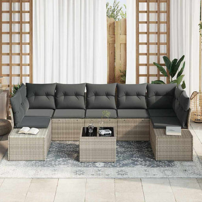 Garten-Sofa-Set mit Kissen 8 pcs Hellgrau 55 x 55 x 37 cm