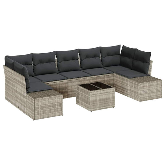 Garten-Sofa-Set mit Kissen 8 pcs Hellgrau 55 x 55 x 37 cm