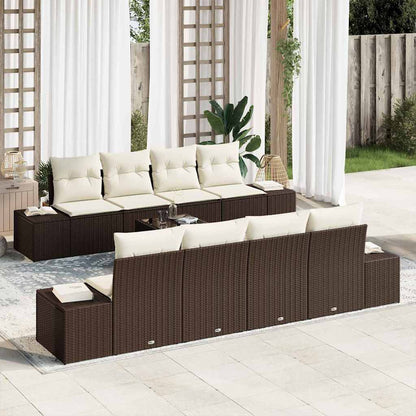 Garten-Sofa-Set mit Kissen 7 pcs Braun, Creme 55 x 55 x 37 cm