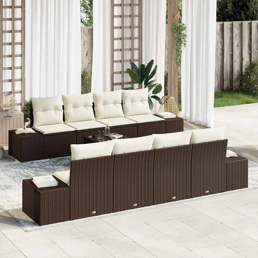 Garten-Sofa-Set mit Kissen 7 pcs Braun, Creme 55 x 55 x 37 cm