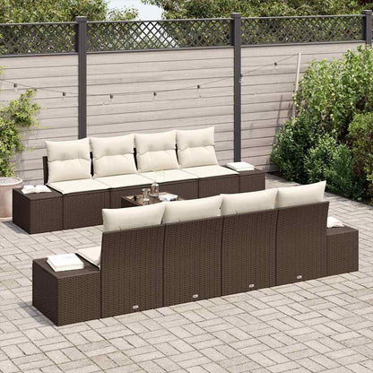 Garten-Sofa-Set mit Kissen 7 pcs Braun, Creme 55 x 55 x 37 cm