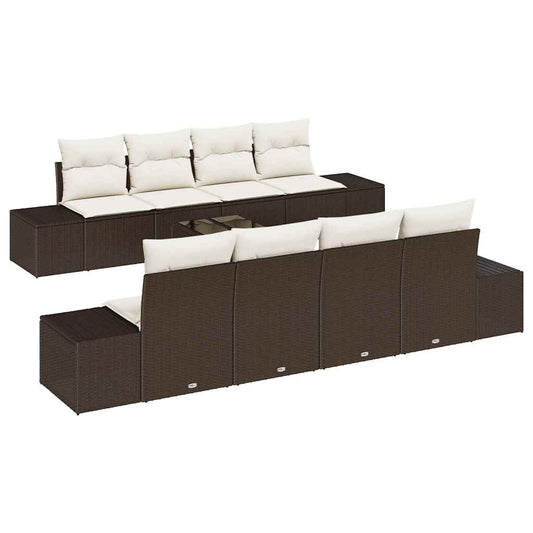 Garten-Sofa-Set mit Kissen 7 pcs Braun, Creme 55 x 55 x 37 cm