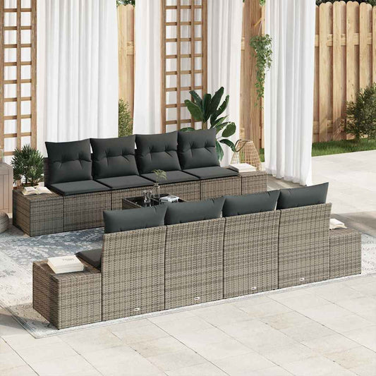 Garten-Sofa-Set mit Kissen 7 pcs Grau 55 x 55 x 37 cm