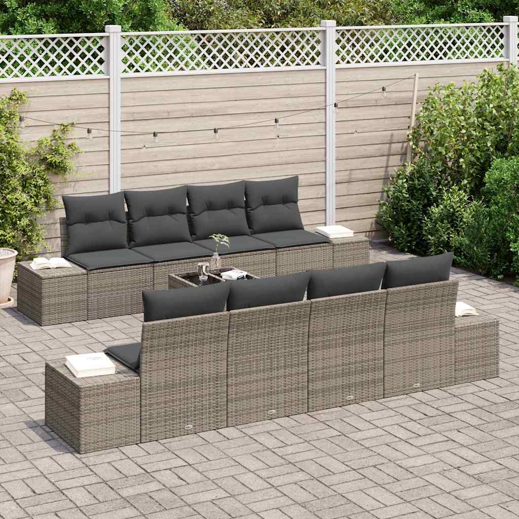 Garten-Sofa-Set mit Kissen 7 pcs Grau 55 x 55 x 37 cm