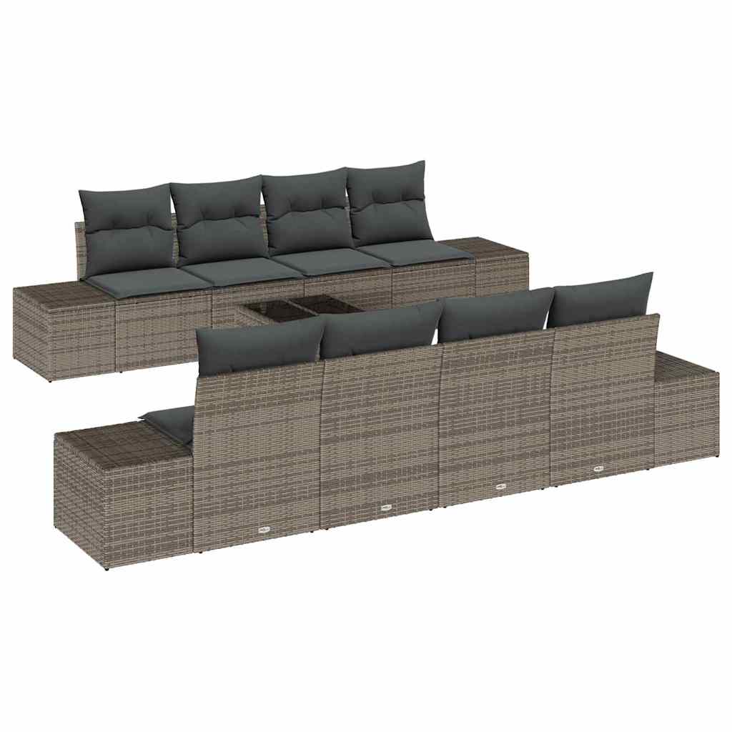 Garten-Sofa-Set mit Kissen 7 pcs Grau 55 x 55 x 37 cm
